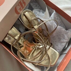Gianni Bini Gold Metallic Strappy Sandals